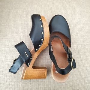 Dansko Mary Jane wood platform clogs